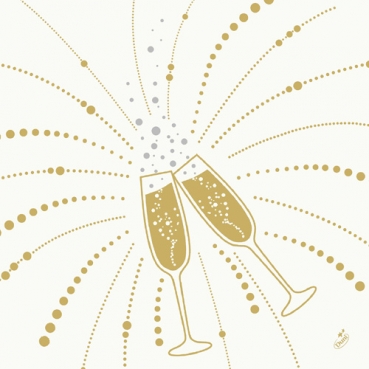 Duni Dunisoft Servietten Festive Cheers White, 40 x 40 cm