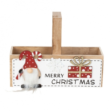 Holz Box, Geschenkkorb Weihnachten, Merry Christmas, 22cm