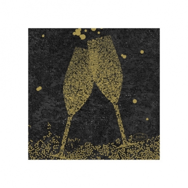 Duni Dunisoft Cocktail-Servietten Celebrate Black, 20 x 20 cm