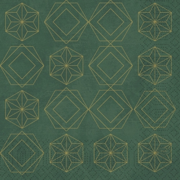 Duni Zelltuch Servietten Gilded Star Green, 33 x 33 cm