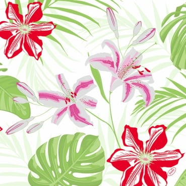 Duni Dunisoft Servietten Tropical Lily, 40 x 40 cm