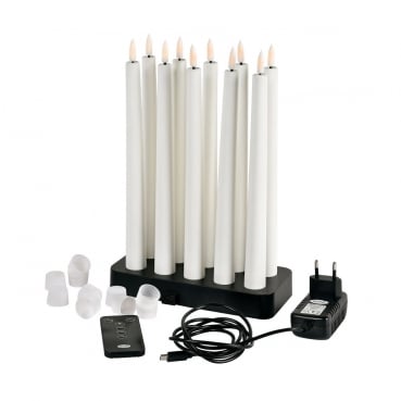 10er Set Duni LED Spitzkerzen mit Fernbedienung und Ladestation, dimmbar