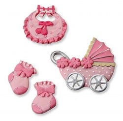 Taufe Babystreu Mädchen Kinderwagen, Lätzchen, Schuhe