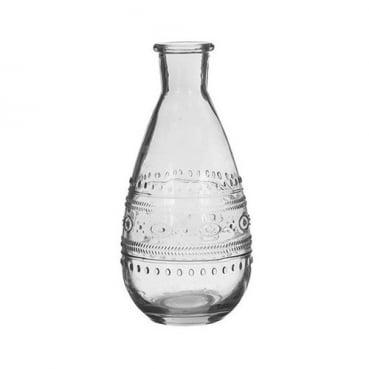 Glas Flaschen Vase bauchig, klar, 15,8 cm, Muster 1
