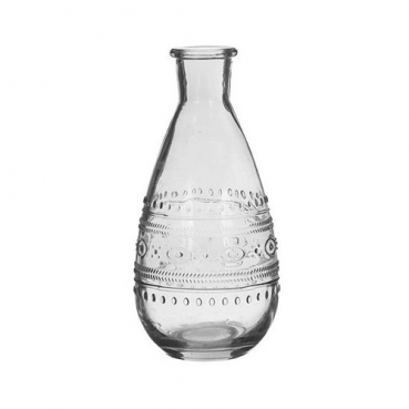 Glas Flaschen Vase bauchig, klar, 15,8 cm, Muster 1