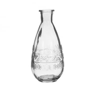 Glas Flaschen Vase bauchig, klar, 15,8 cm, Muster 2