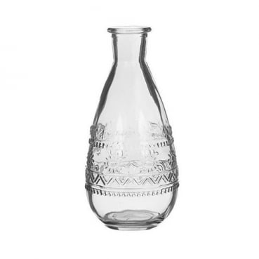 Glas Flaschen Vase bauchig, klar, 15,8 cm, Muster 3