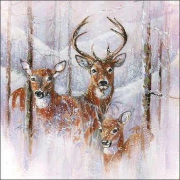 20er Pack Servietten Hirsche, verschneiter Wald, 33 x 33 cm