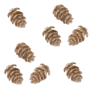 8 Mini Tannenzapfen in Gold glitzernd, 25 mm