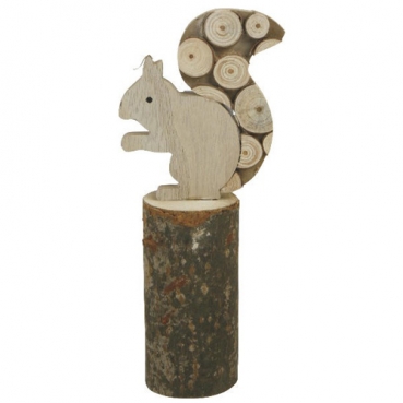 Deko Holz Eichhörnchen auf Baumstumpf, 27 cm