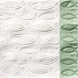 16er Pack Präge Servietten Kommunion, Konfirmation Fische, 33 x 33 cm