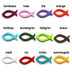 10er Pack Filz Kommunion-Fische 45 mm in 12 Farben 10er Pack Filz Kommunion-Fische 45 mm in 12 Farben.