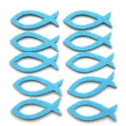 10er Pack Filz Kommunion-Fische 45 mm in 12 Farben 10er Pack Filz Kommunion-Fische 45 mm in 12 Farben.