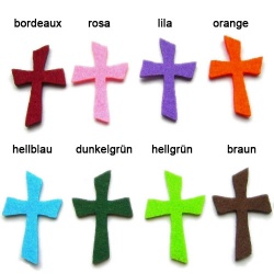 10er Pack Kommunion-Kreuze aus Filz in 12 Farben 10er Pack Kommunion-Kreuze aus Filz in 12 Farben.