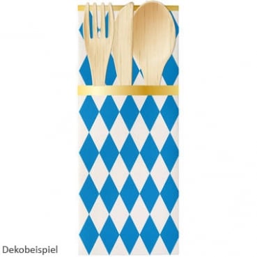 6 Papier Bestecktaschen Bayern Raute Oktoberfest, 20 cm