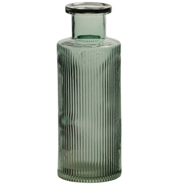 Glas Flaschen Vase, gestreift in Grün, 21,5 cm
