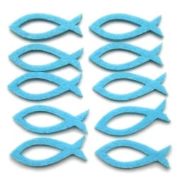 10er Pack Kommunion-Fische 60 mm aus Filz in 8 Farben 10er Pack Kommunion-Fische 60 mm aus Filz in 8 Farben