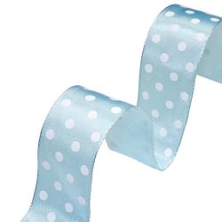 20 Meter Tischband Polka Dots in Hellblau zur Taufe, 25 mm