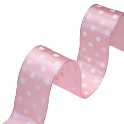 20 Meter Tischband Polka Dots in Rosa zur Taufe, 40 mm