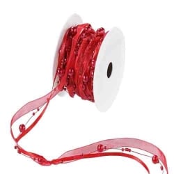 10 Meter Trendy Perlen Tischband in Rot