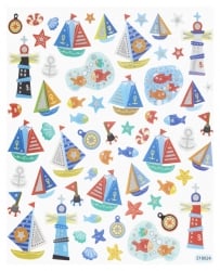 Klebe Sticker Maritim mit Motiv Leuchtturm und Schiffe