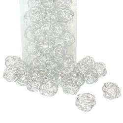 60 Mini Drahtkugeln in Silber