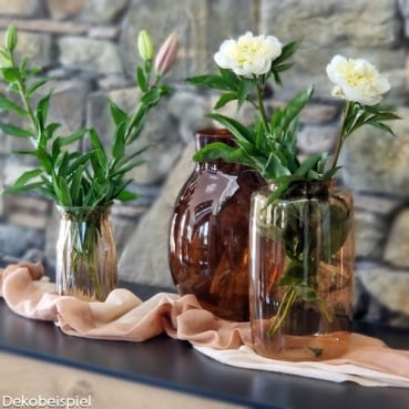 Große Glas Vase, Windlicht, Dekoglas, -Pip- in Ocker, 28 cm Dekobeispiel für Glas Vase, Windlicht, Dekoglas, -Pip- in Ocker, 28 cm