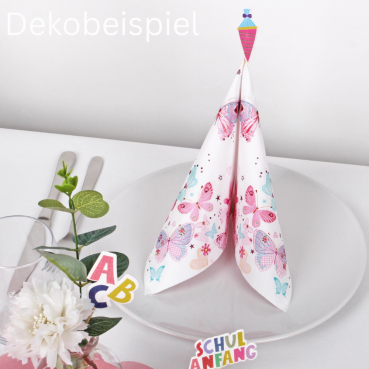 Detailfoto Serviette mit Schmetterlingen Schulanfangsdeko