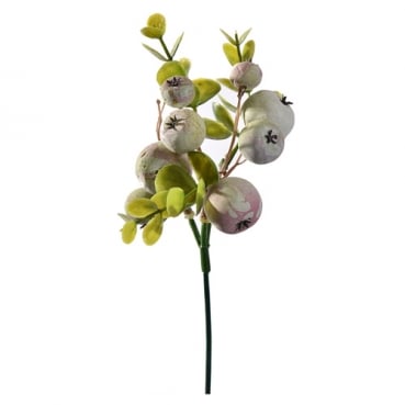 Kunstblume, Eukalyptuszweig mit Beeren, 18 cm