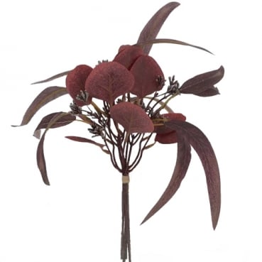 Kunstblume, Wilder Eukalyptusbund in Rot/Violett, 36 cm