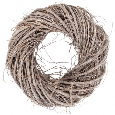 Naturdeko Kranz aus Zweigen in Braun geweißt, 25 cm