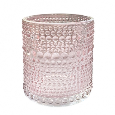 Teelichtglas Punkte in Rosa, 80 mm
