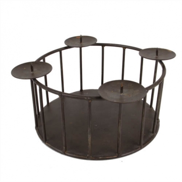 Metall Adventskranzgestell Shabby mit 4 Kerzenhaltern, rund in Schwarz-Braun, 18,5 cm