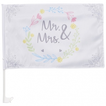 Autofahne, Autoflagge Hochzeit, Mr. & Mrs., 44 cm