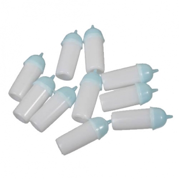 10er Pack Babyfläschchen in Hellblau als Streuteile