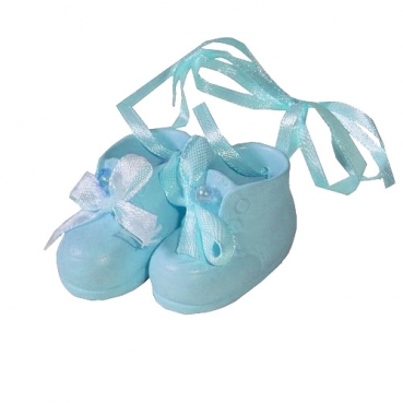 1 Paar Babyschuhe zur Taufe mit Schleifchen in Hellblau