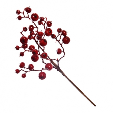 Deko Zweig mit großen & kleinen Beeren in Rot, 39 cm