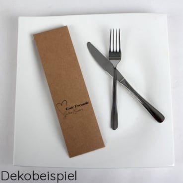 4 Papier Bestecktüten -Gute Freunde- in Braun mit schwarzer Schrift, 25 cm