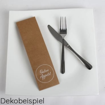 4 Papier Bestecktüten -Guten Appetit- in Braun mit weißer Schrift, 25 cm