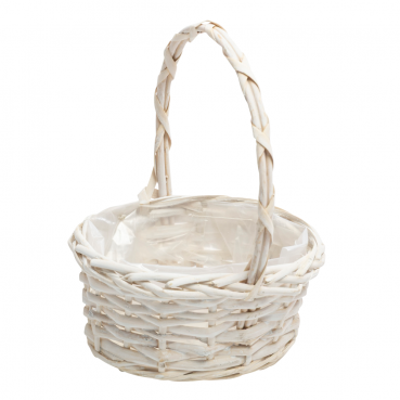 Hochzeit Weide Blumenkörbchen Lisa, für Blumenkinder, in Creme-Weiß, 23 cm