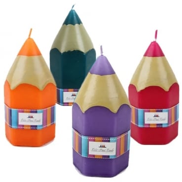 Große Buntstifte Kerze zum Schulanfang in 4 Farben