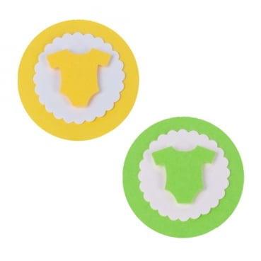 5 Geschenk-Buttons Taufe, Strampler in 12 Farben, 50 mm