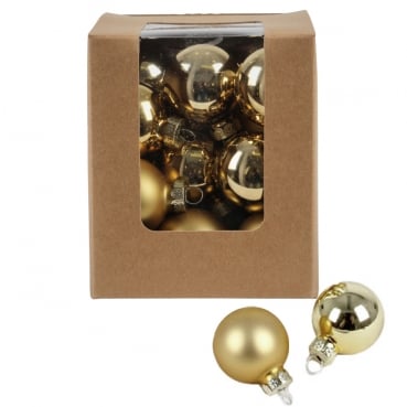 20 Mini Christbaumkugeln in Gold matt und glänzend, 30 mm