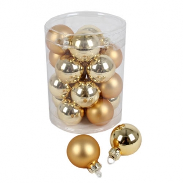 20 Mini Christbaumkugeln in Gold matt und glänzend, 30 mm