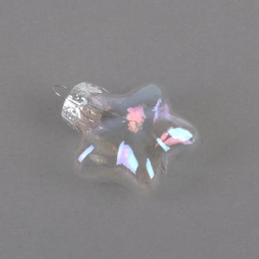 Glas Christbaumschmuck-Stern, klar mit Perlmuttglanz, 40 mm.