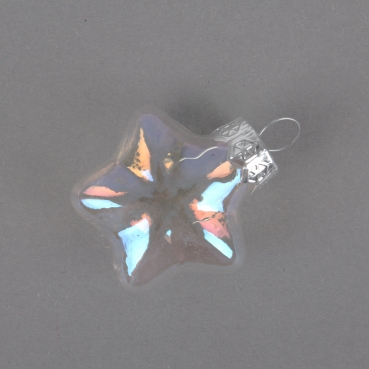 Glas Christbaumschmuck-Stern, klar mit Perlmuttglanz, 40 mm.