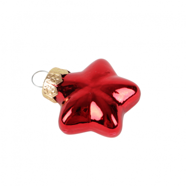 Mini Glas Christbaumschmuck-Stern in Rot glänzend, 40 mm.
