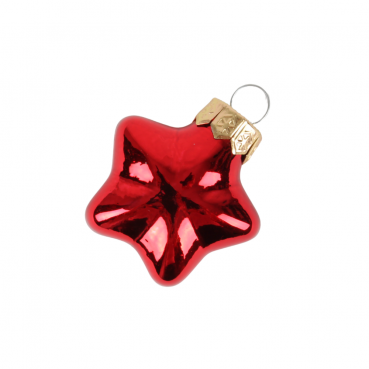 Mini Glas Christbaumschmuck-Stern in Rot glänzend, 40 mm.