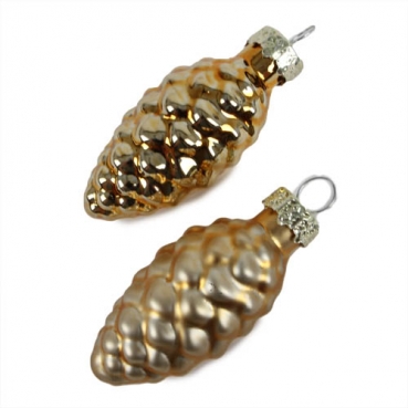 8 Christbaumschmuck Zapfen in Gold matt und glänzend, 55 mm