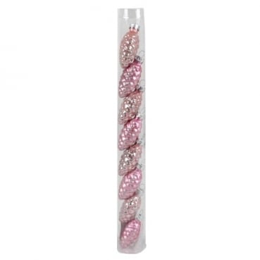 8 Christbaumschmuck Zapfen in Rosé matt und glänzend, 55 mm 8 Christbaumschmuck Zapfen in Rosé matt und glänzend, 55 mm.